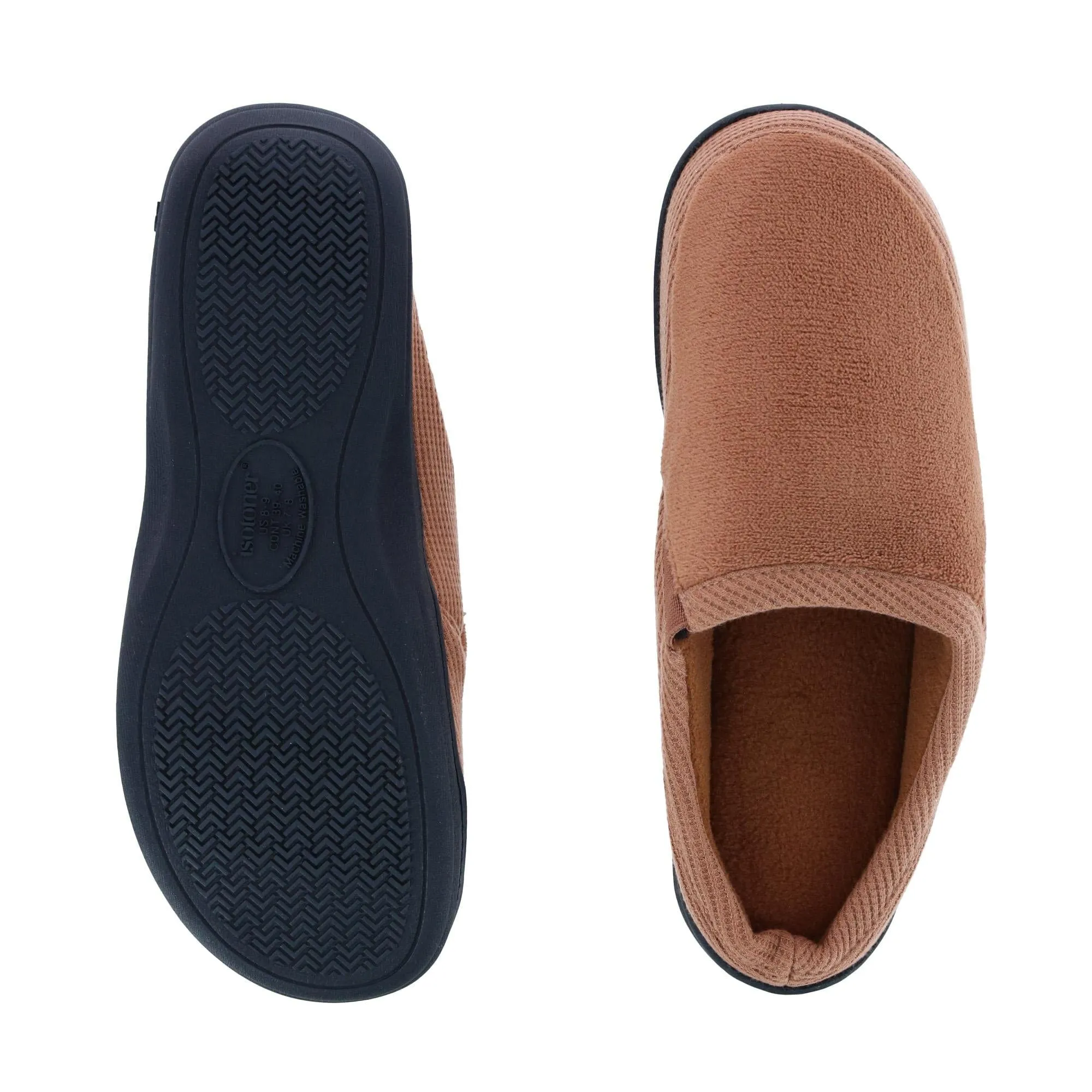 Isotoner Men's Microterry and Waffle Travis Hoodback Slipper