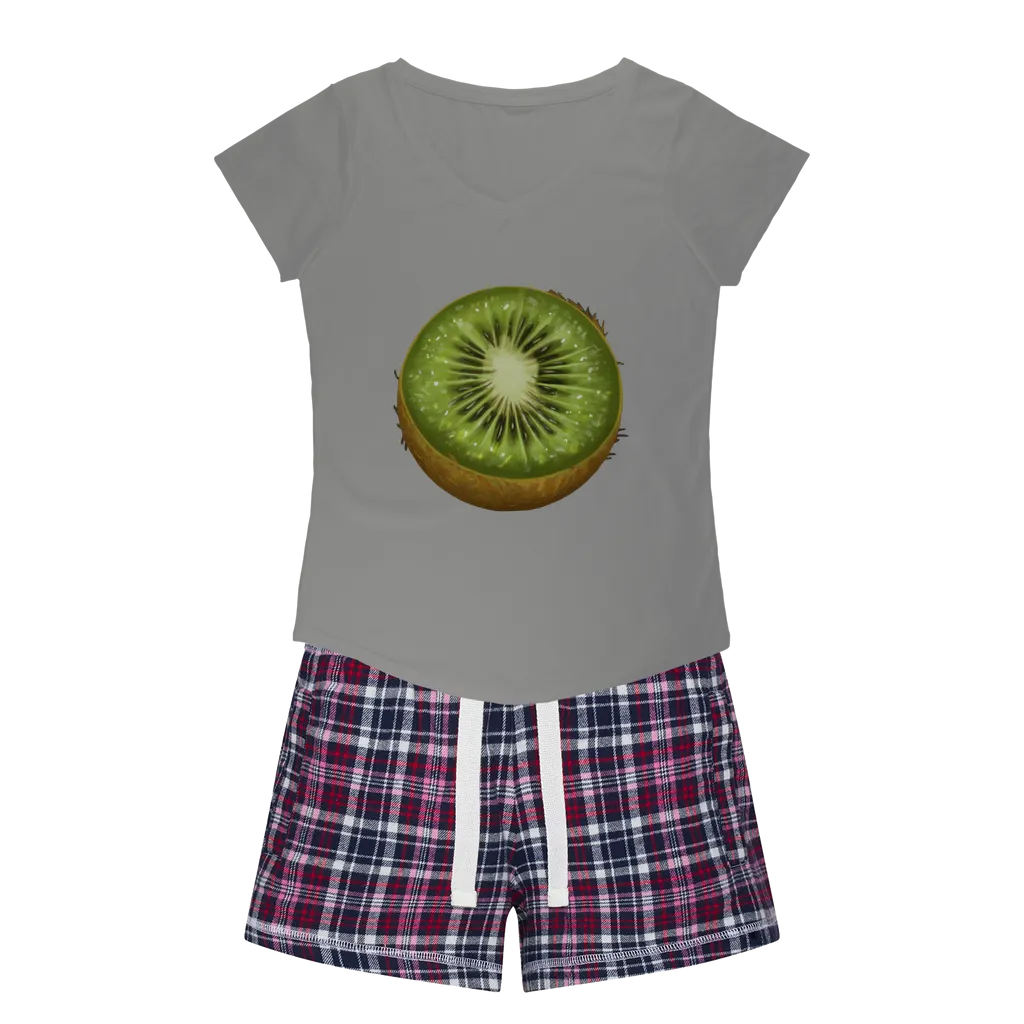 Kiwi Women's Sleepy Tee and Flannel Short