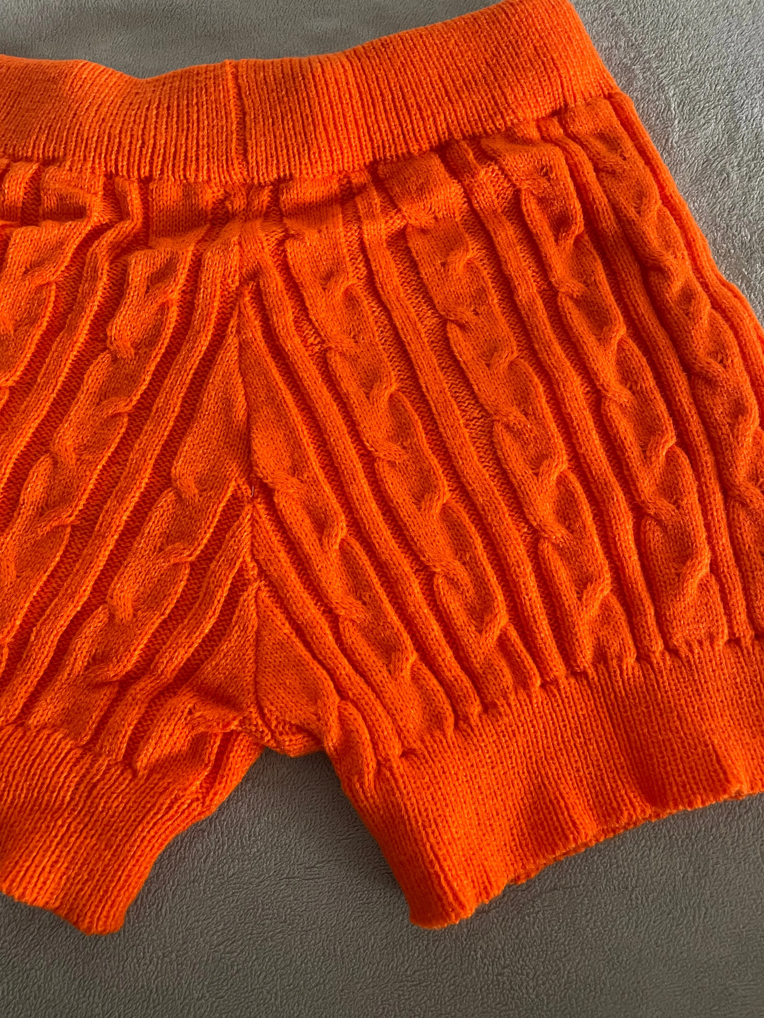 Knit Shorts | Homebody Cableknit Sweater Women's Lounging Shorts Hot Carrot