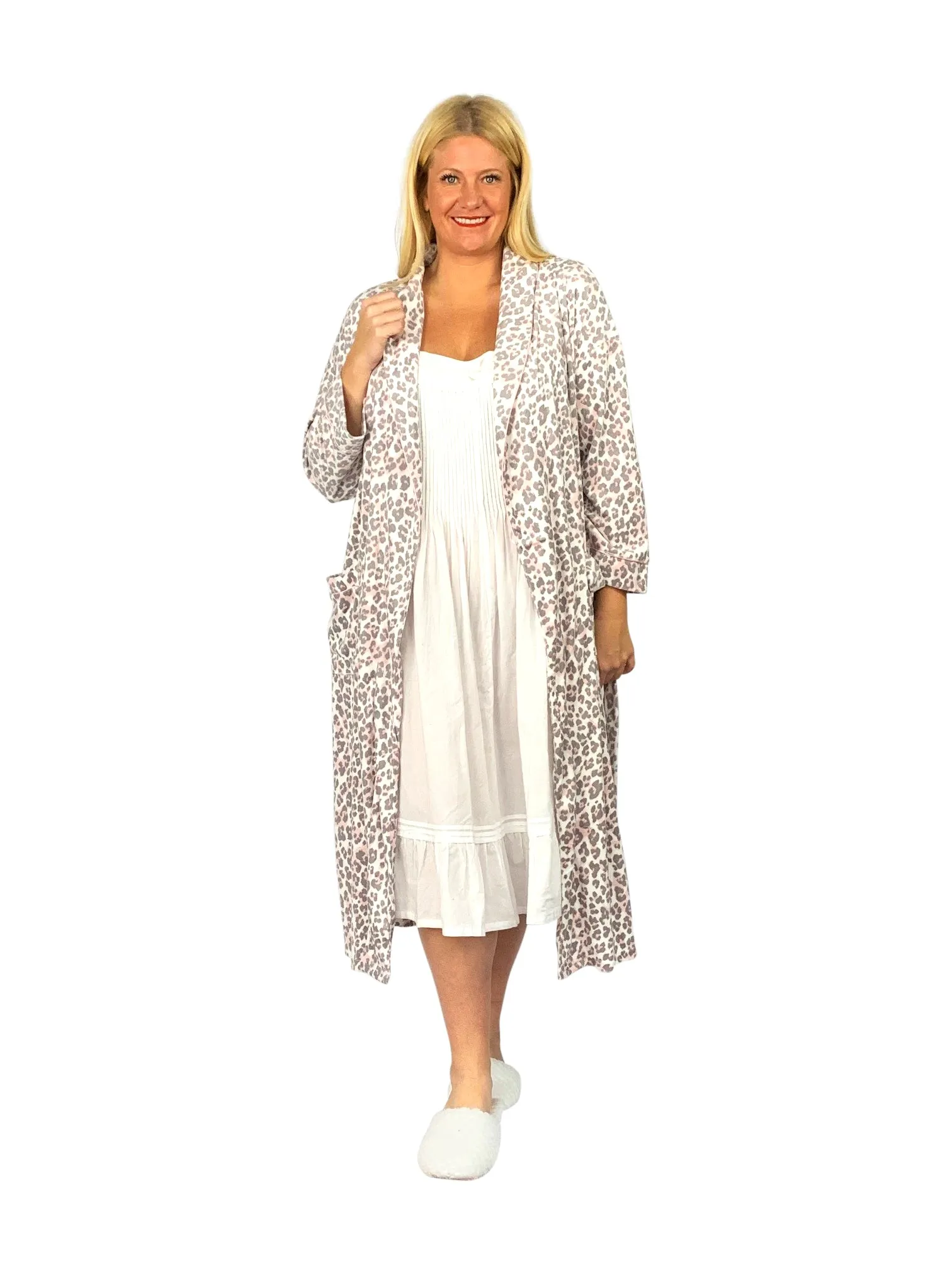 La Cera Plus Size Silky Sheered Minky Wrap Robe