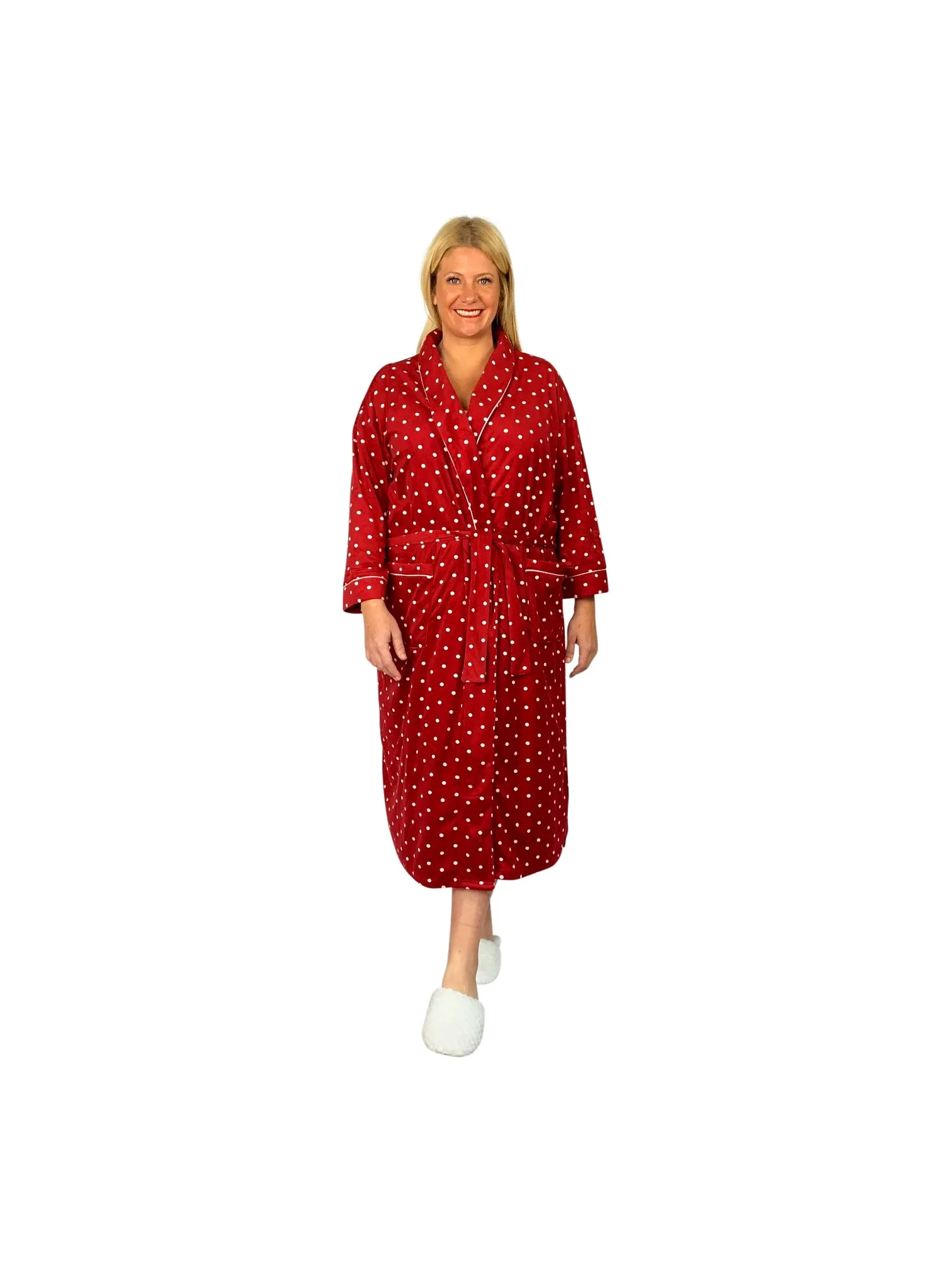 La Cera Plus Size Silky Sheered Minky Wrap Robe