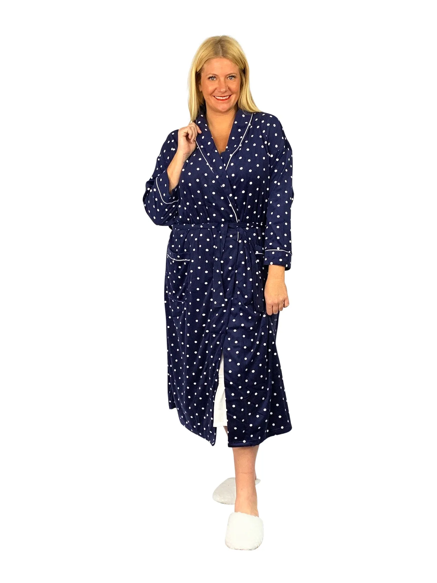 La Cera Plus Size Silky Sheered Minky Wrap Robe