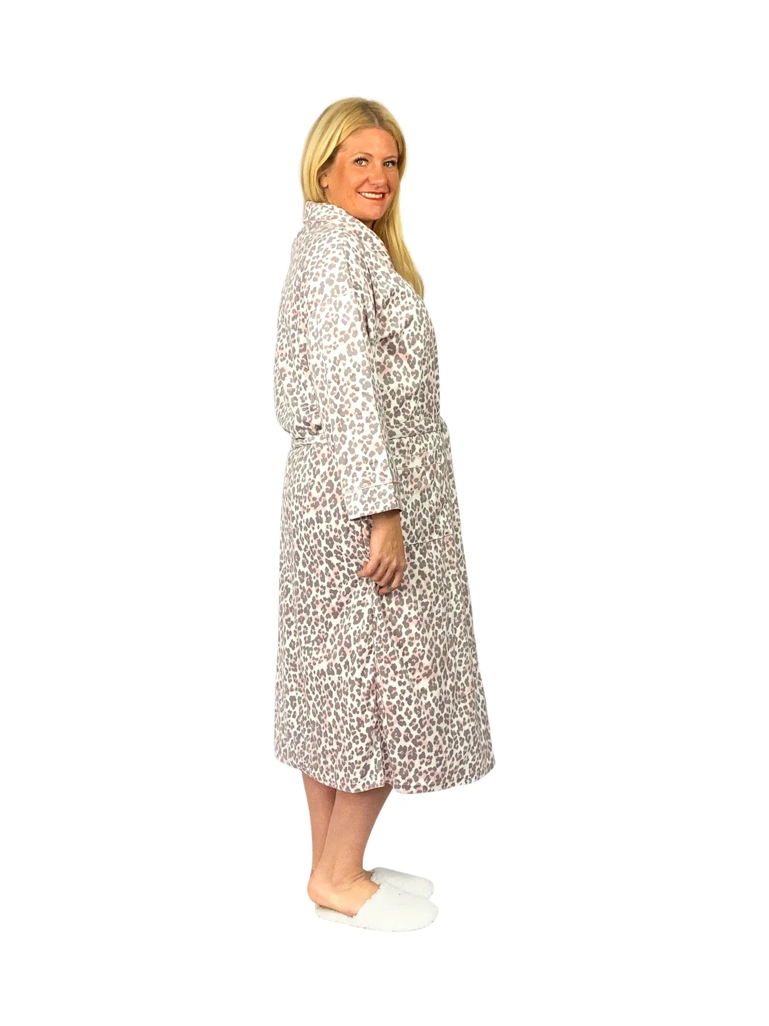 La Cera Plus Size Silky Sheered Minky Wrap Robe