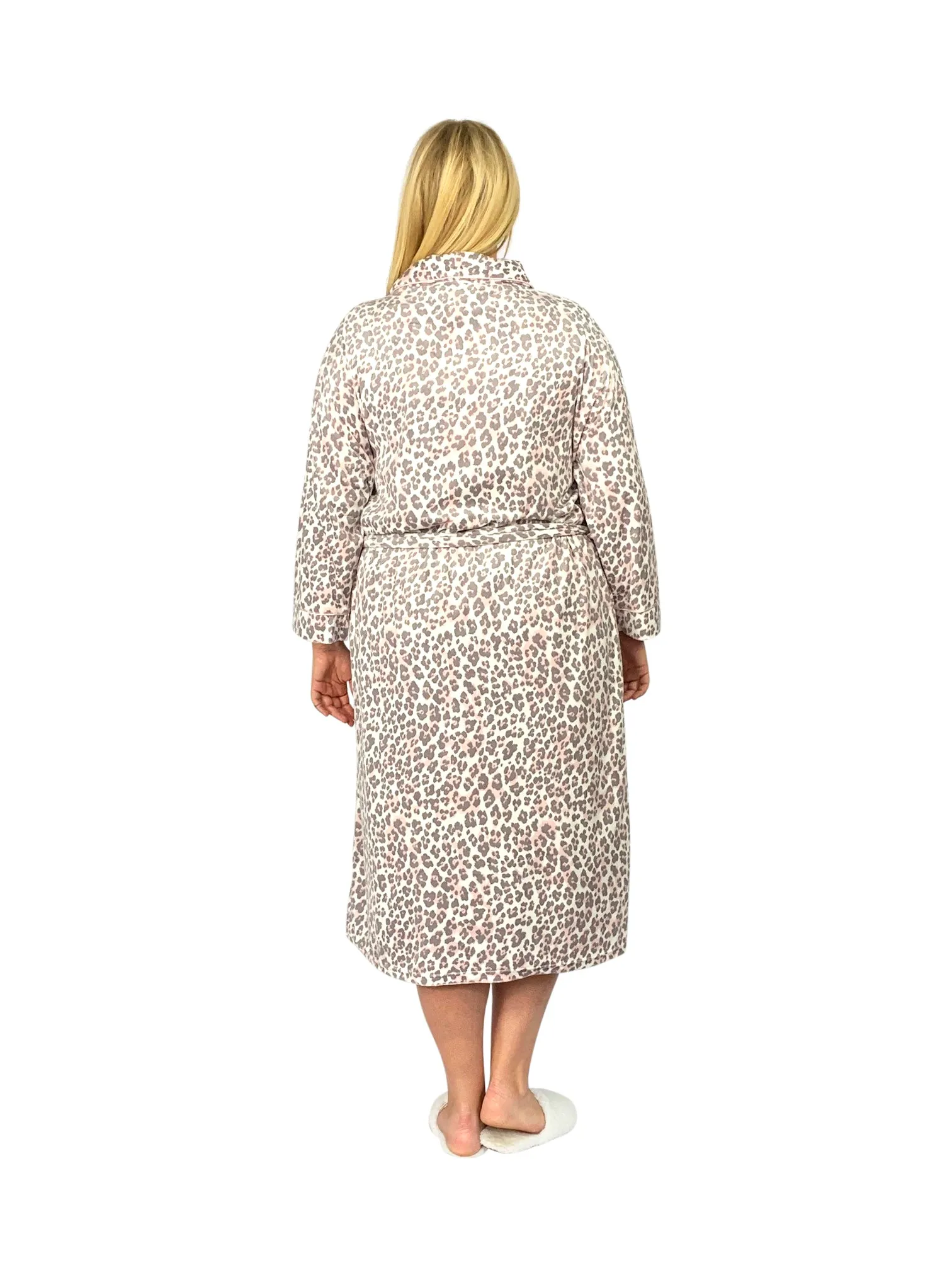 La Cera Plus Size Silky Sheered Minky Wrap Robe