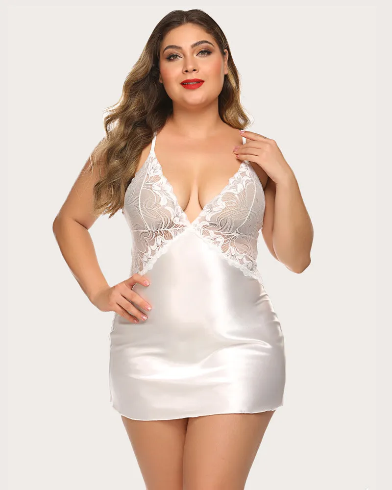 Lace V Neck Satin Nightwear