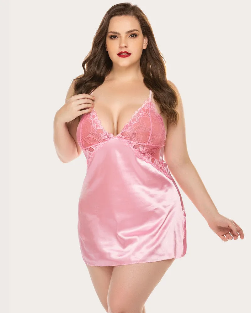 Lace V Neck Satin Nightwear