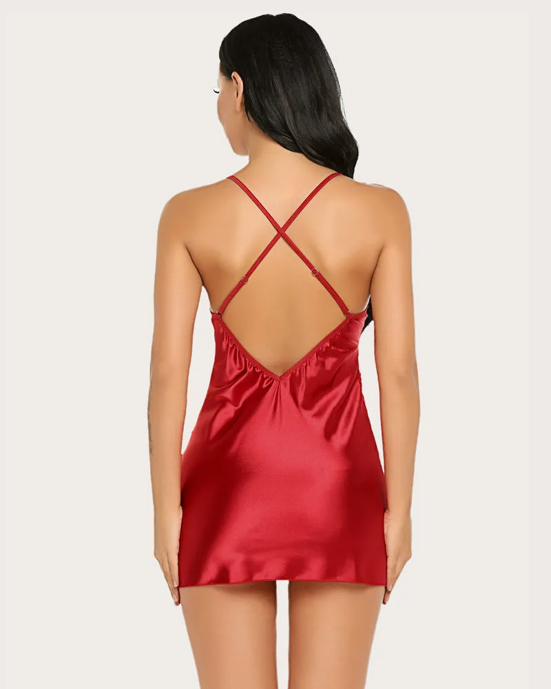 Lace V Neck Satin Nightwear