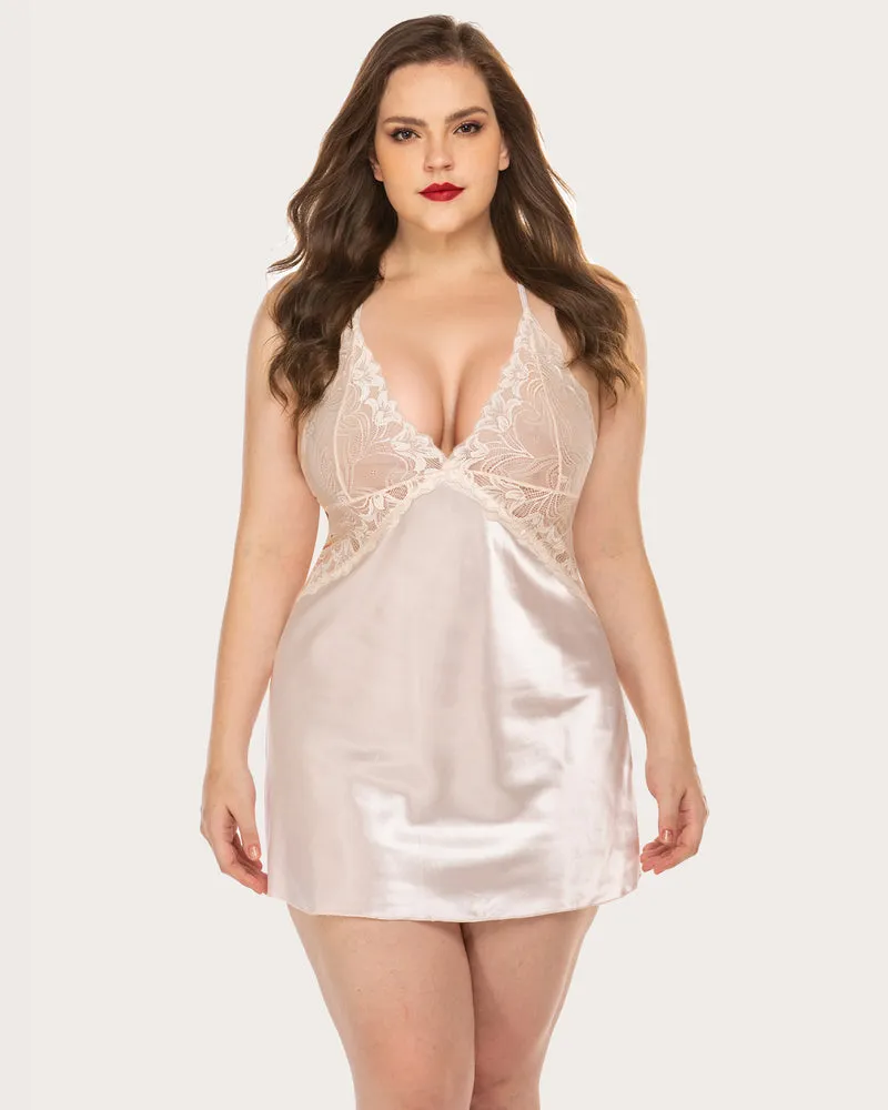 Lace V Neck Satin Nightwear