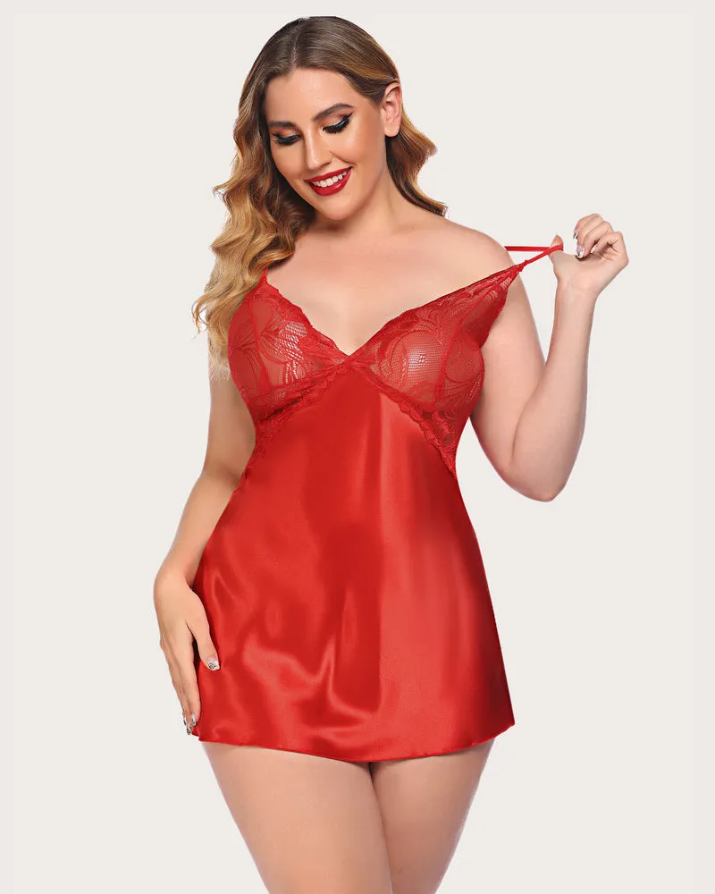 Lace V Neck Satin Nightwear