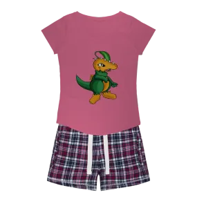 Leafasaur Women's Sleepy Tee and Flannel Short