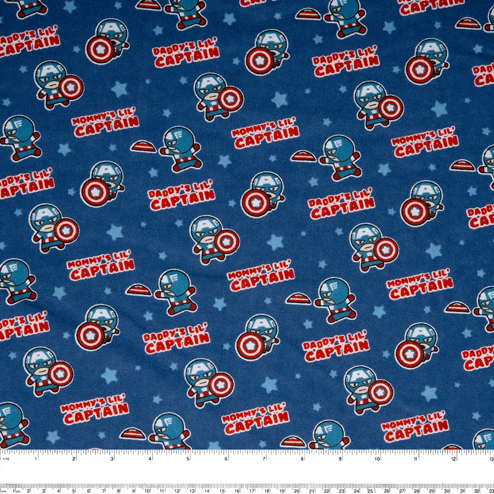 Licensed Flannelette Print - Captain America - Logo - Blue