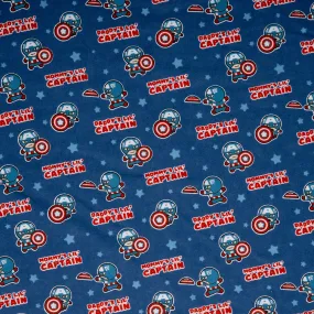 Licensed Flannelette Print - Captain America - Logo - Blue