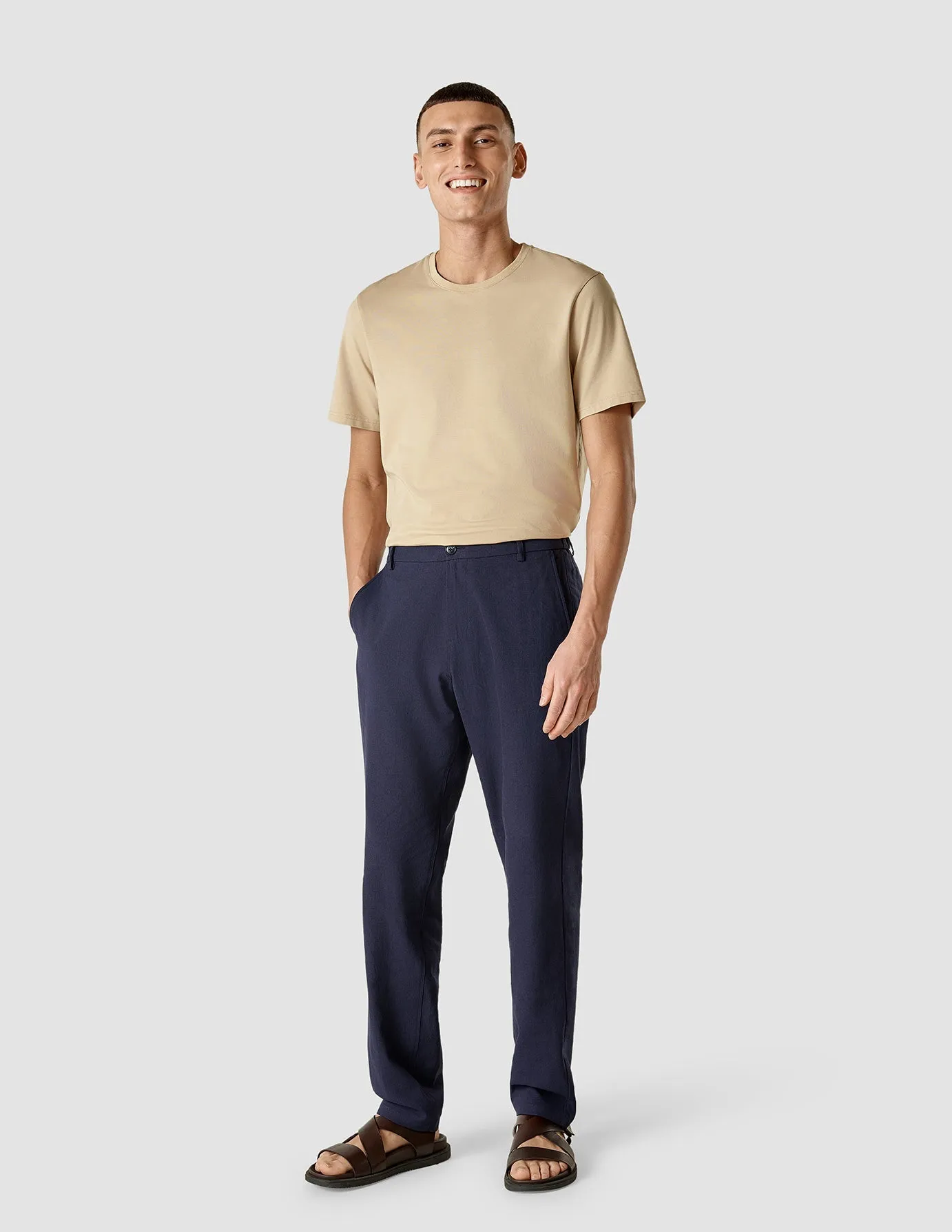 Linen Pants Relaxed Fit Navy