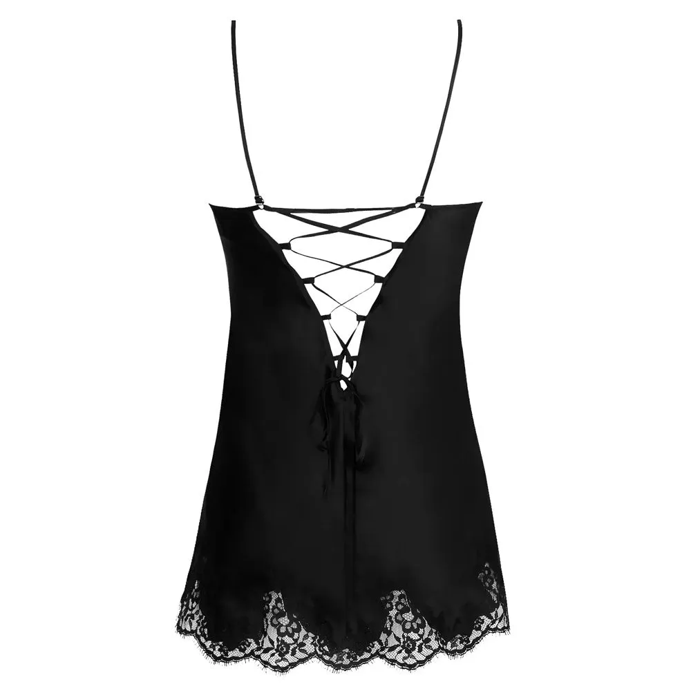 Lise Charmel 'Splendeur Soie' Black Silk Babydoll Nightie