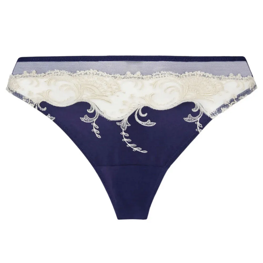 Lise Charmel 'Splendeur Soie' Navy Blue Silk Thong