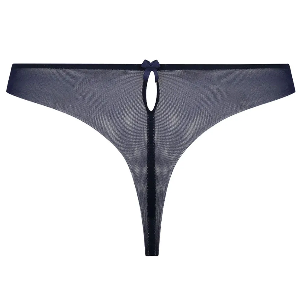 Lise Charmel 'Splendeur Soie' Navy Blue Silk Thong