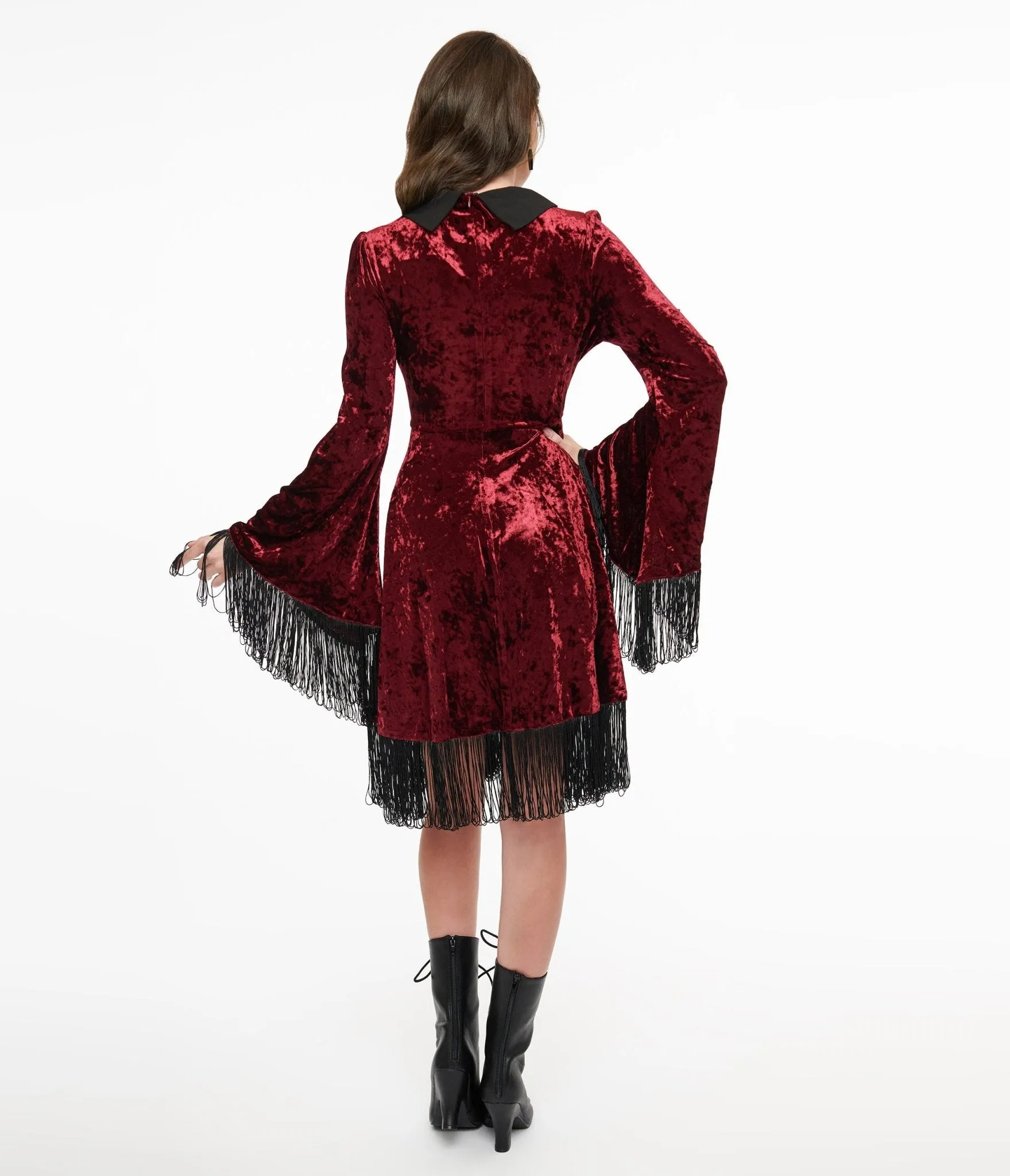 Lively Ghosts Red Velvet Fringe Moon Dress