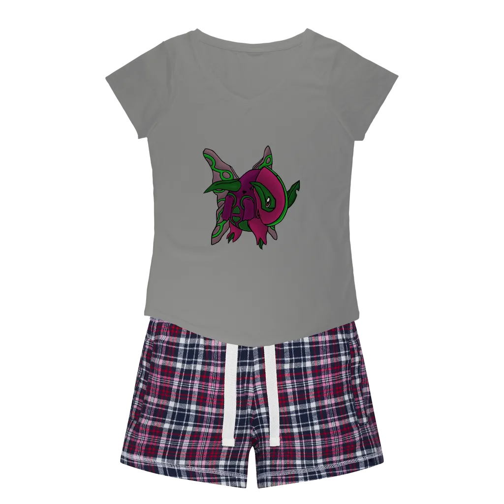 Maigetsu Women's Sleepy Tee and Flannel Short