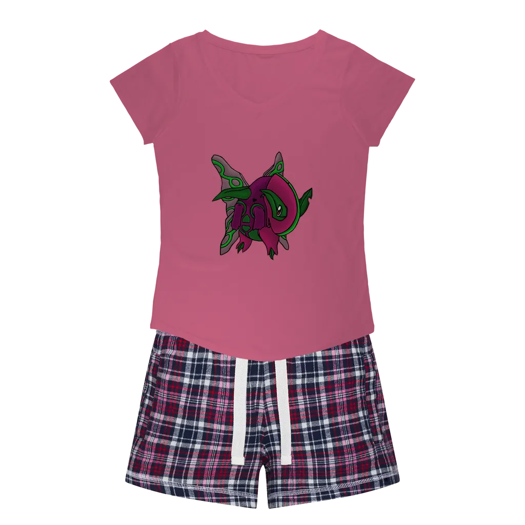 Maigetsu Women's Sleepy Tee and Flannel Short