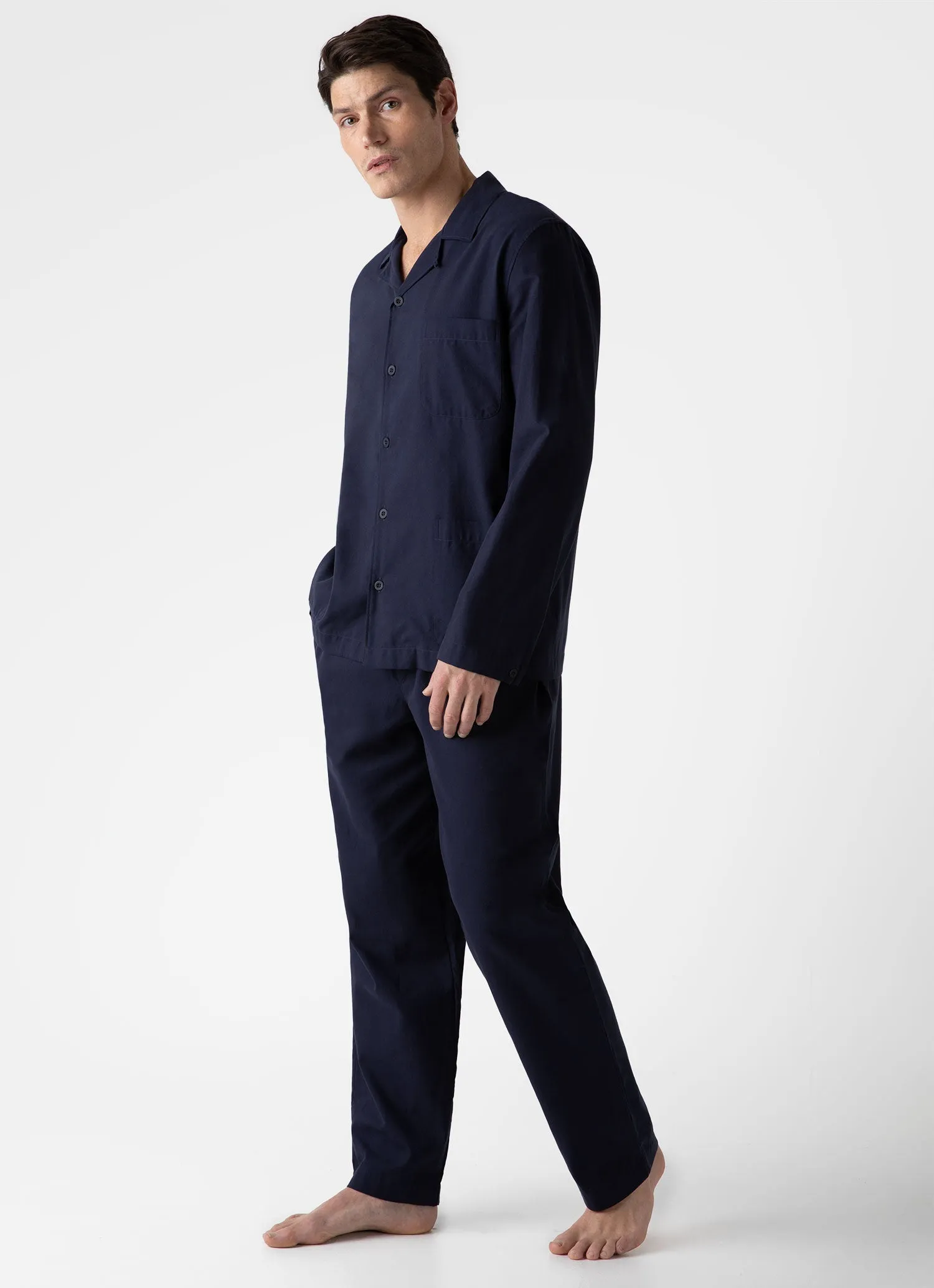 Men's Cotton Flannel Pyjama Set in Navy