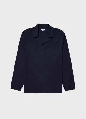 Men's Cotton Flannel Pyjama Shirt in Navy