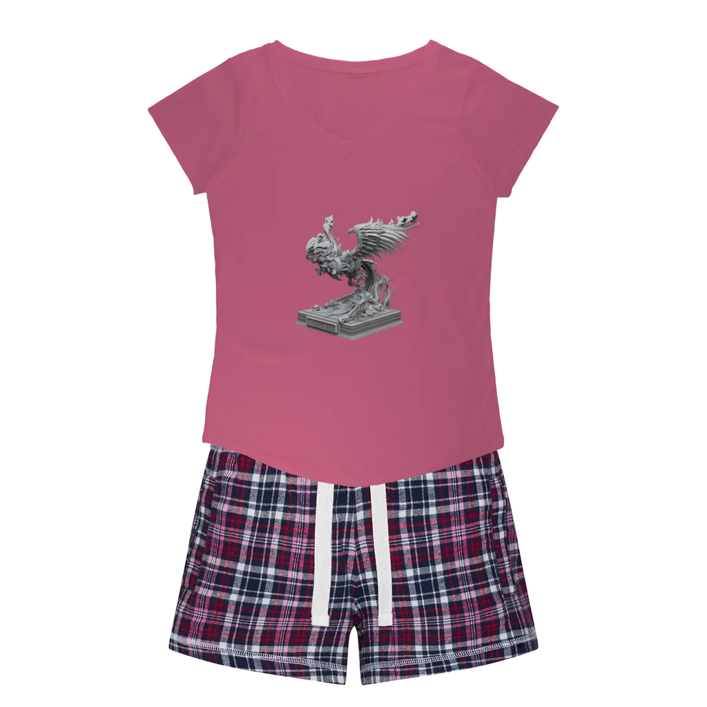 Merciless the Flaming SkyBird Women's Sleepy Tee and Flannel Short