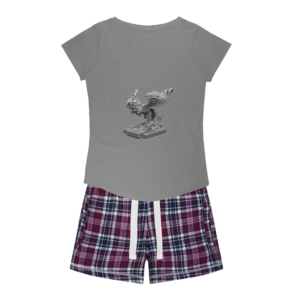 Merciless the Flaming SkyBird Women's Sleepy Tee and Flannel Short