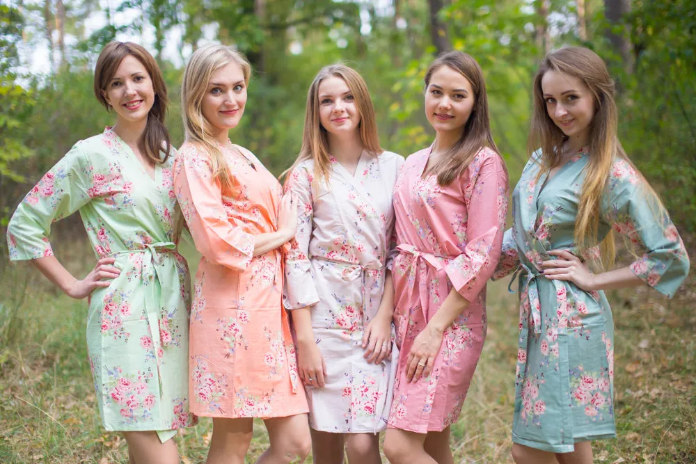 Mint, Peach & Grayed Jade Wedding Colors Bridesmaids Robes