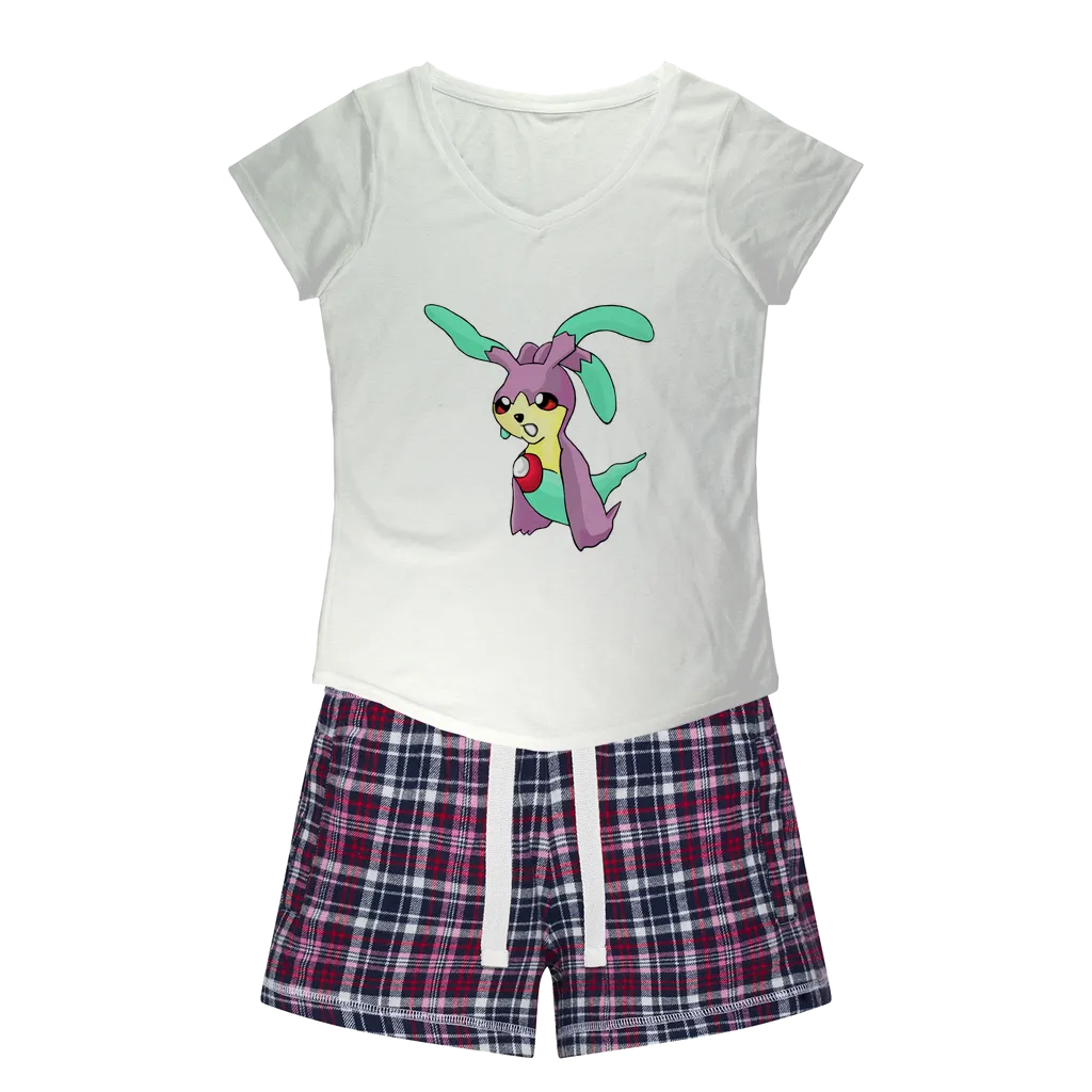 Molepha Women's Sleepy Tee and Flannel Short