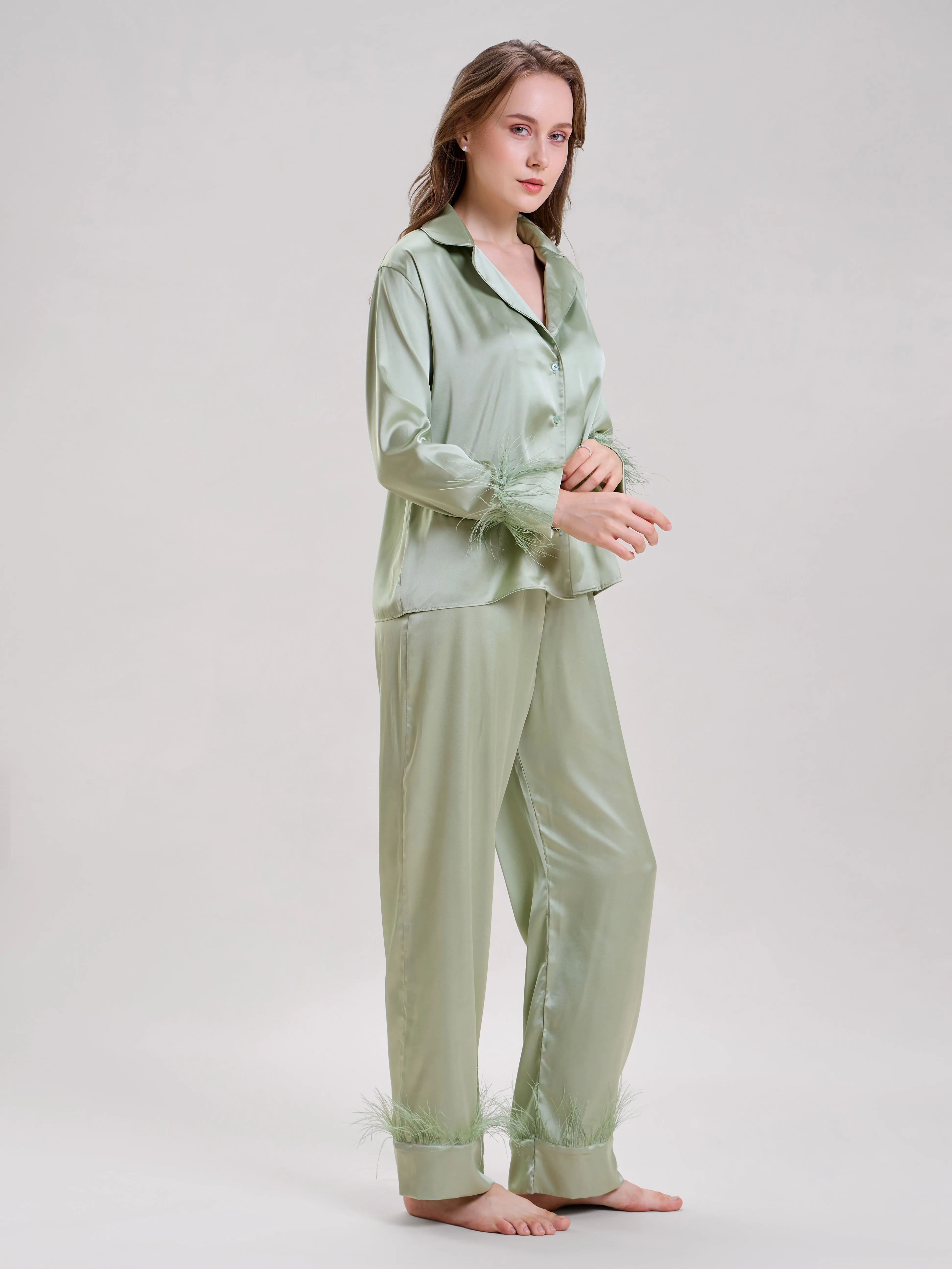 Mysthelle MINT GREEN FEATHER NIGHTWEAR