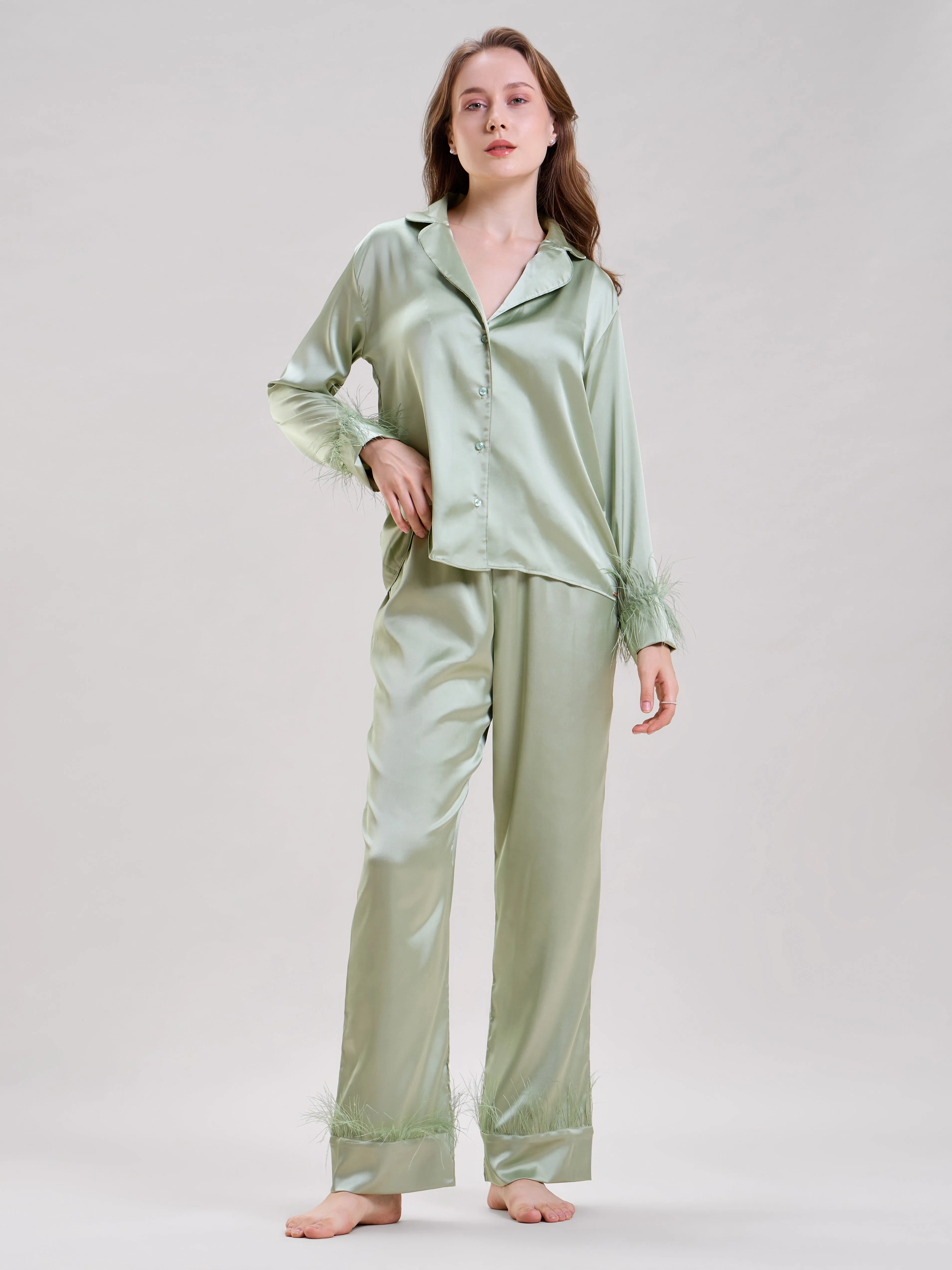 Mysthelle MINT GREEN FEATHER NIGHTWEAR