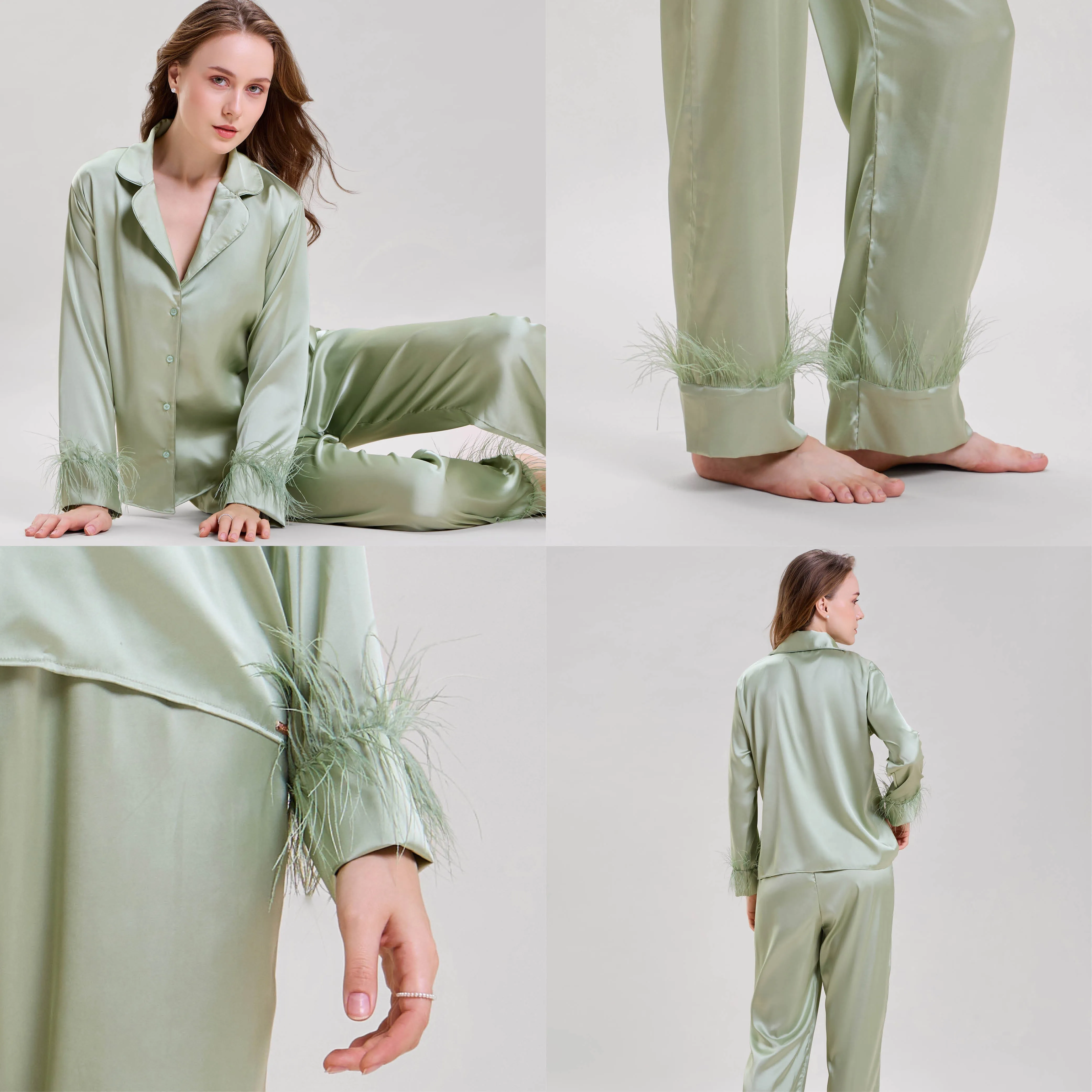 Mysthelle MINT GREEN FEATHER NIGHTWEAR