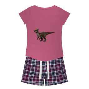 Pachycephalosaurus Women's Sleepy Tee and Flannel Short