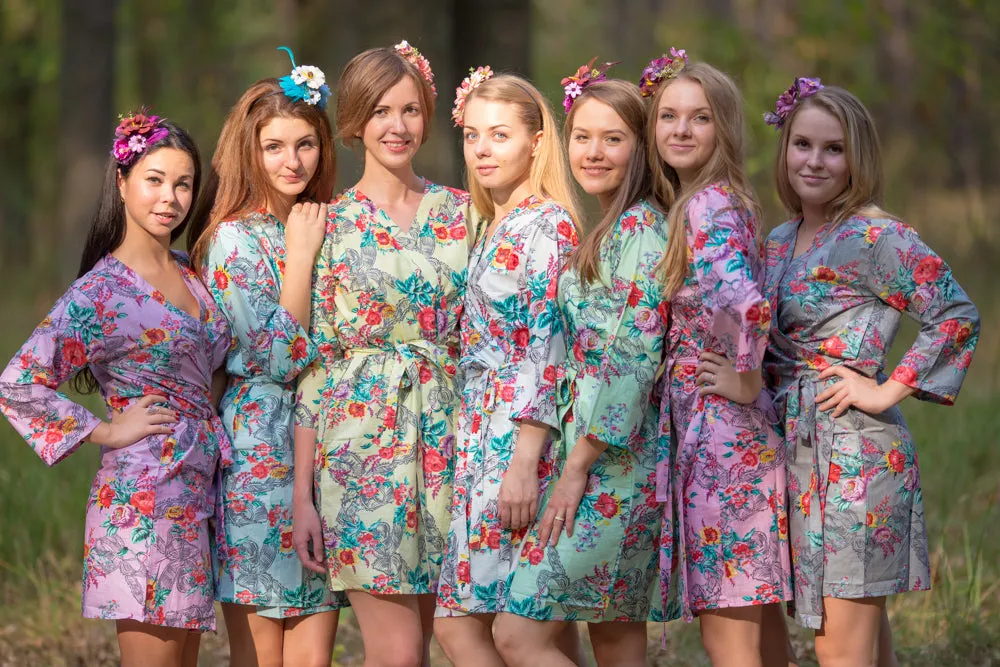 Pink Cute Bows Pattern Bridesmaids Robes