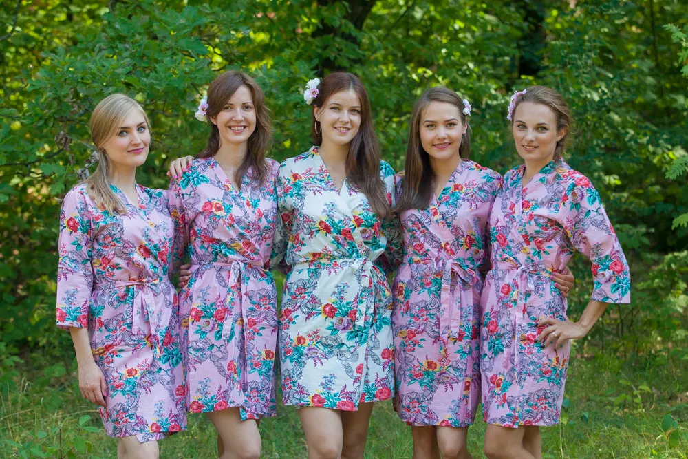 Pink Cute Bows Pattern Bridesmaids Robes