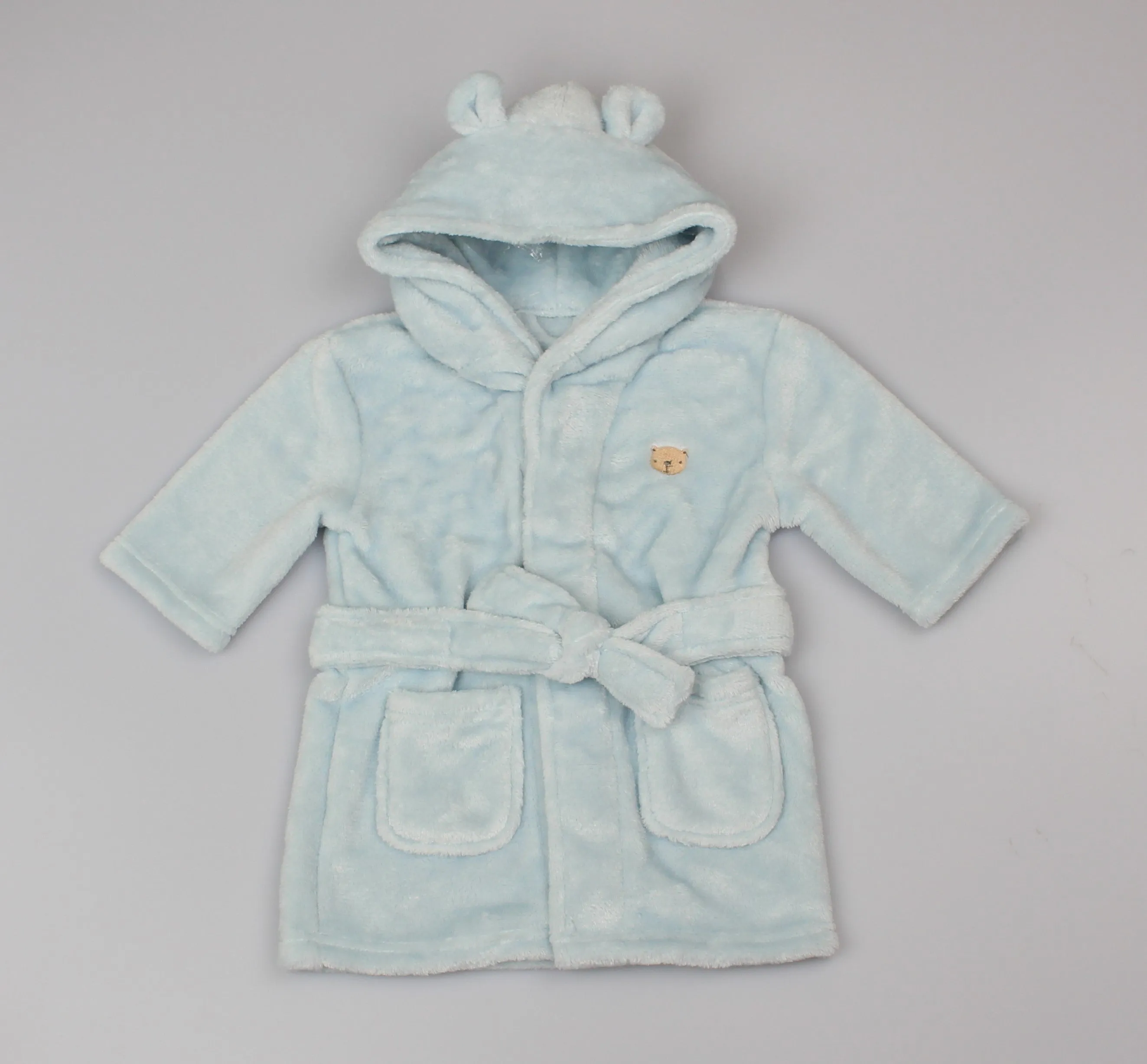 Plain Blue Super Soft Dressing Gown (0-6 & 6-12 Months) (PK6) WF1933