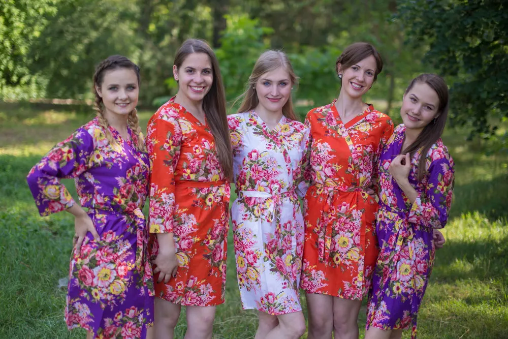 Purple and Orange Wedding Colors Bridesmaids Robes