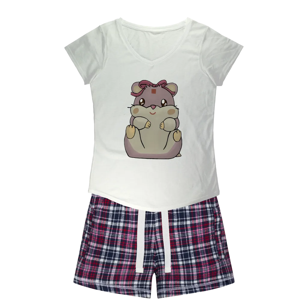 Purple Hamster Women's Sleepy Tee and Flannel Short