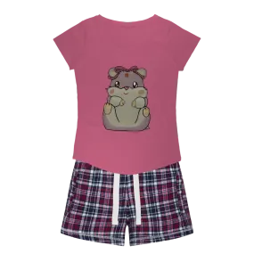 Purple Hamster Women's Sleepy Tee and Flannel Short