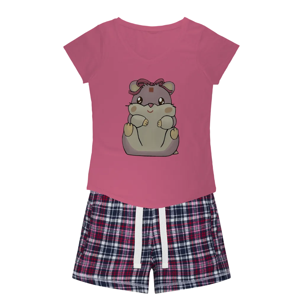 Purple Hamster Women's Sleepy Tee and Flannel Short