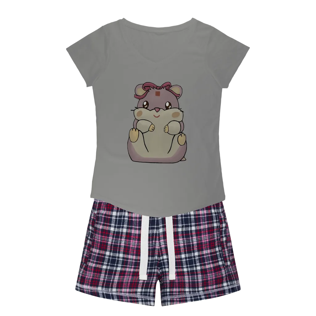 Purple Hamster Women's Sleepy Tee and Flannel Short