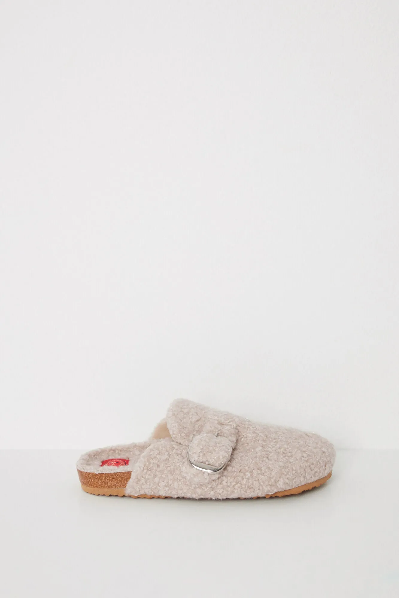 Raw faux shearling slippers