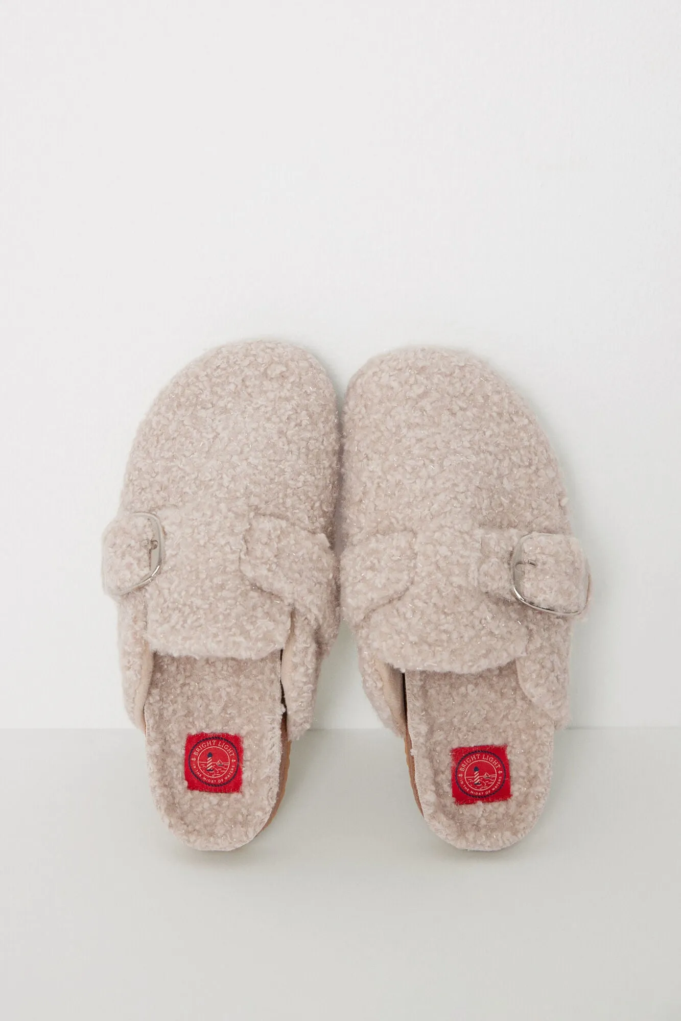 Raw faux shearling slippers