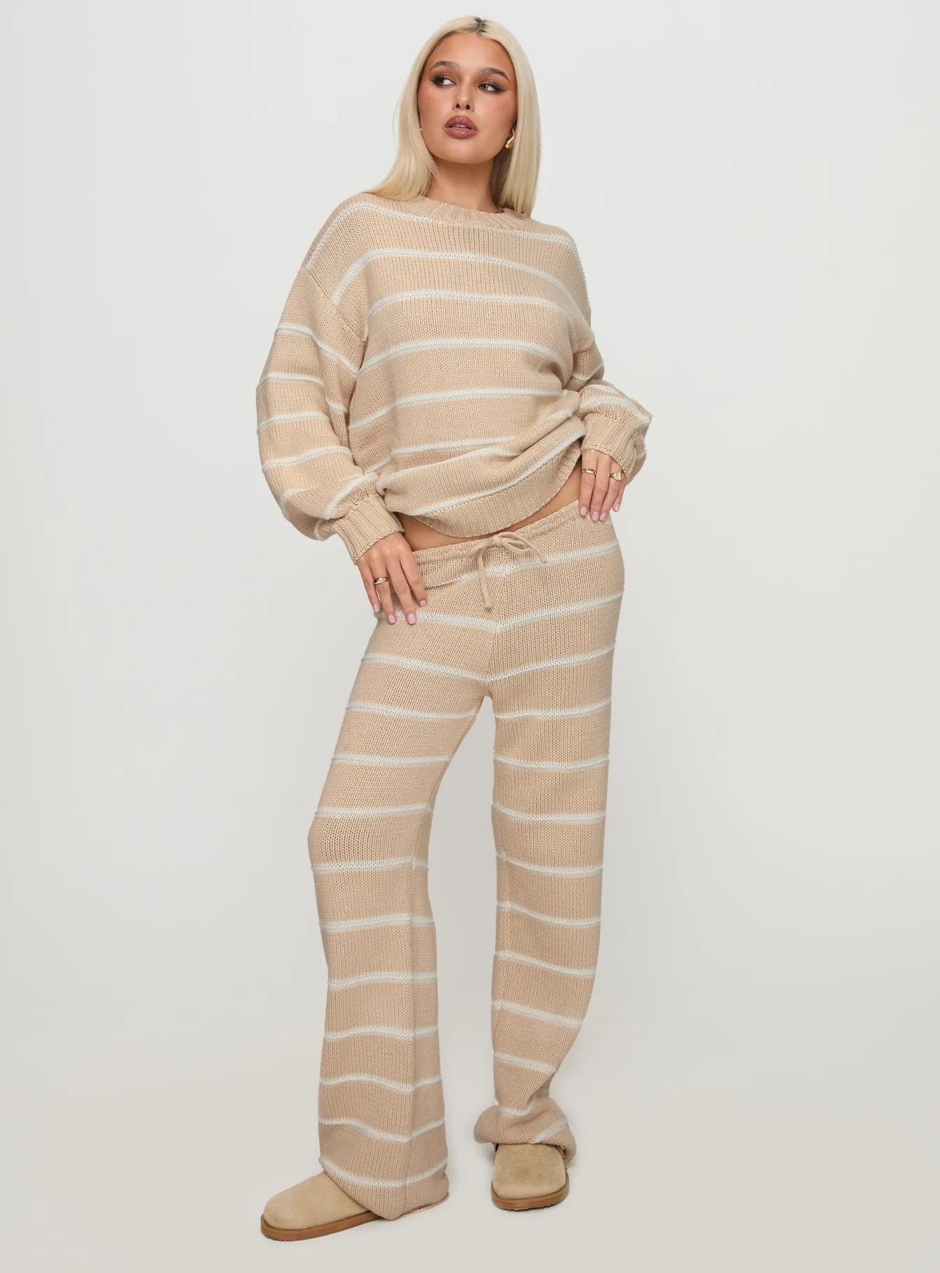 Read Your Mind Knit Pant Cream Stripe