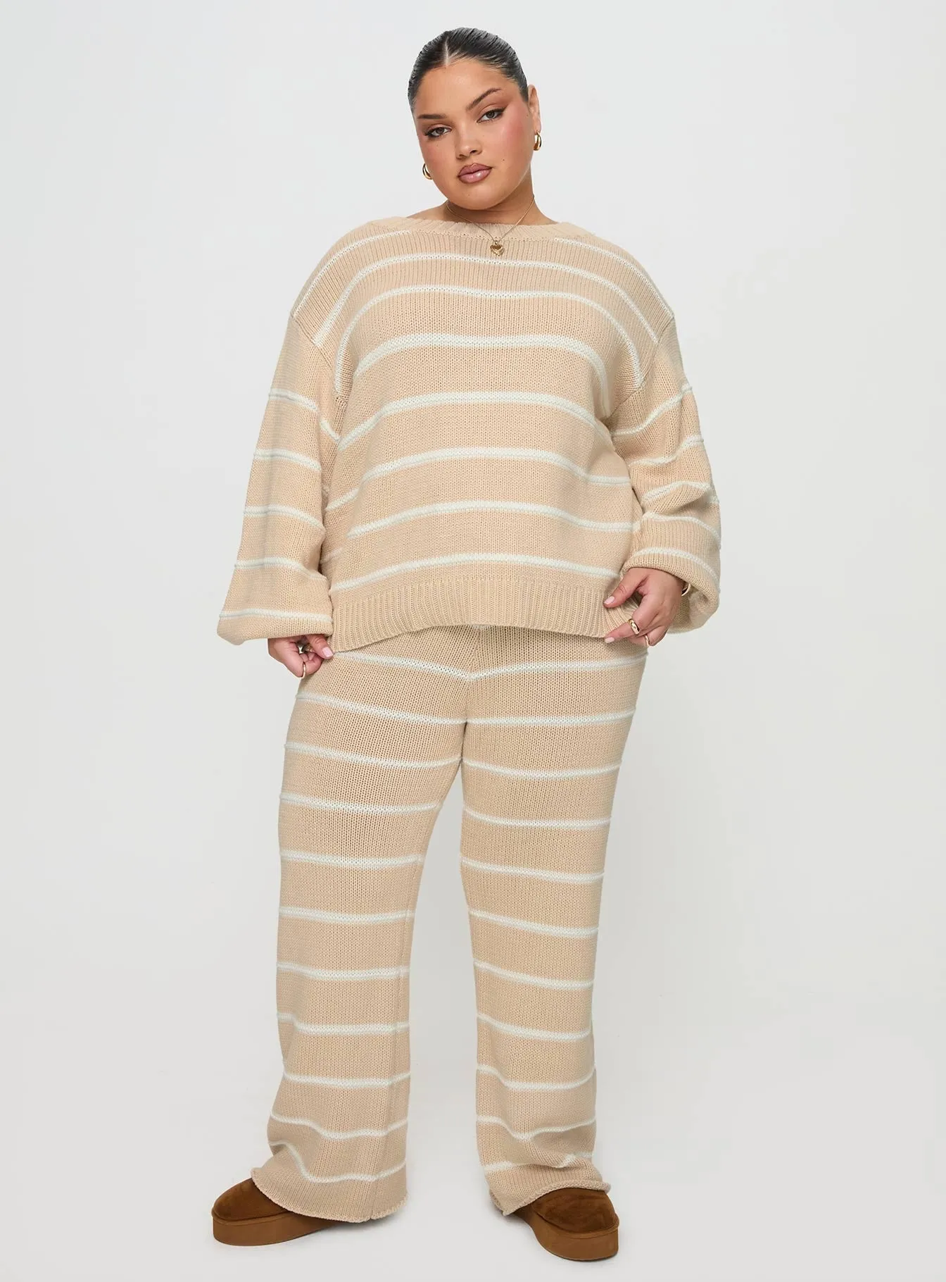 Read Your Mind Knit Pant Cream Stripe