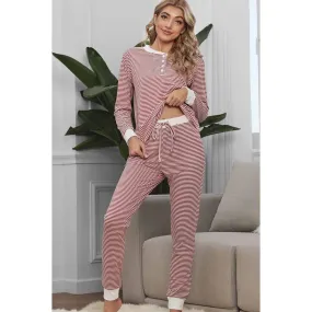 Red & White Long Sleeves Loungewear Set