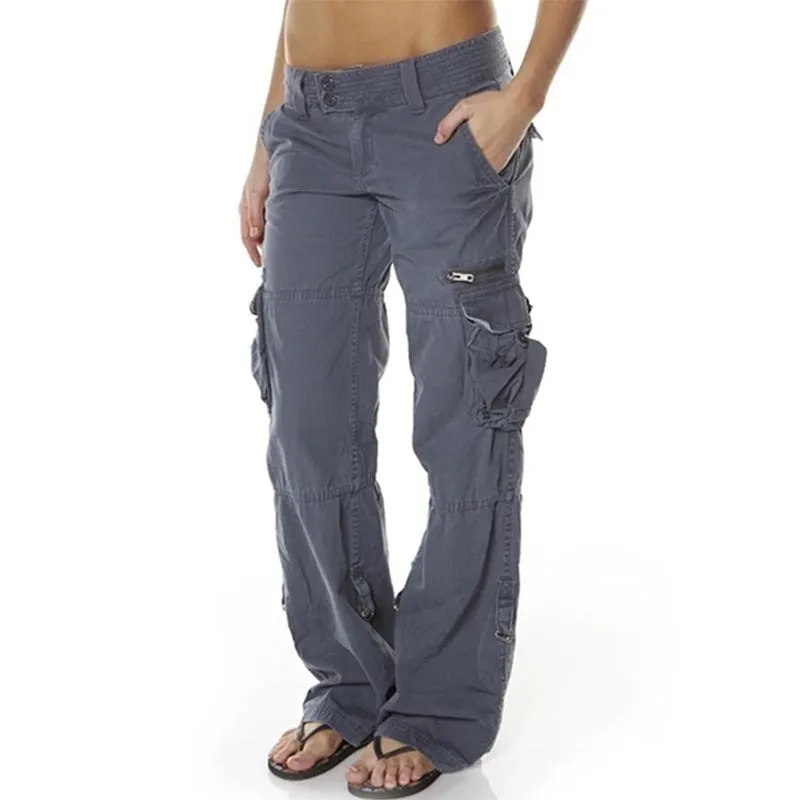 Retro French Mid Waist Loose Lady Cargo Pants (5 colors)