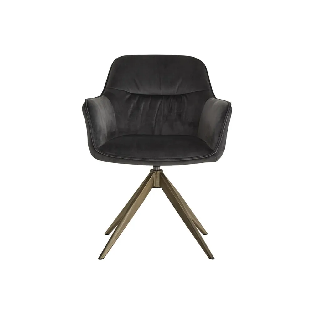 Richmond Interiors Aline Swivel Chair in Anthracite Velvet