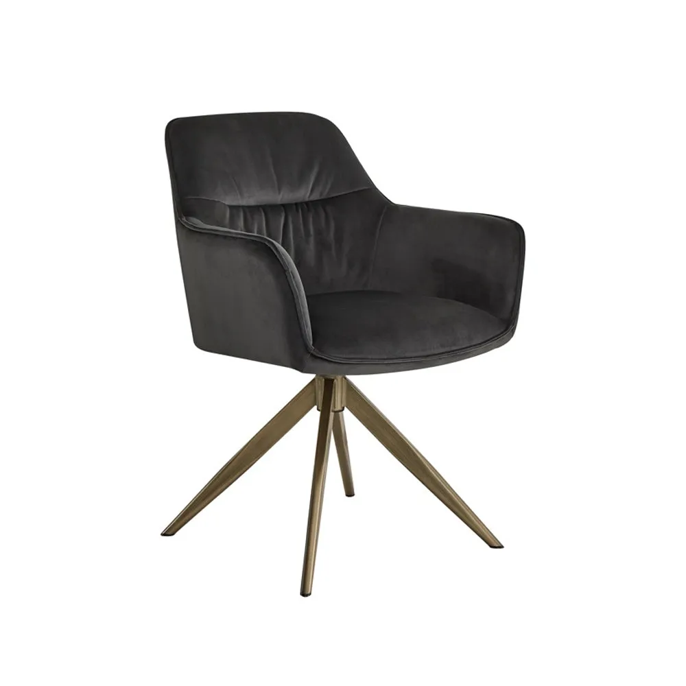 Richmond Interiors Aline Swivel Chair in Anthracite Velvet