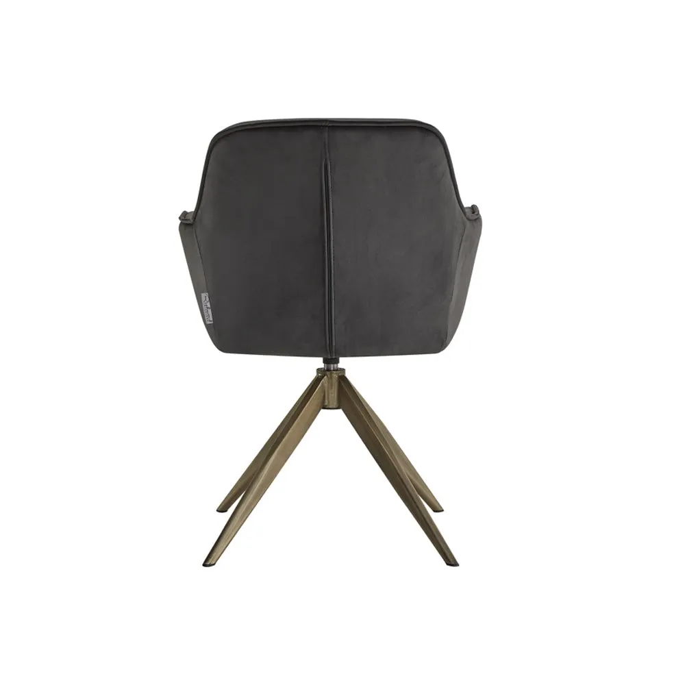 Richmond Interiors Aline Swivel Chair in Anthracite Velvet